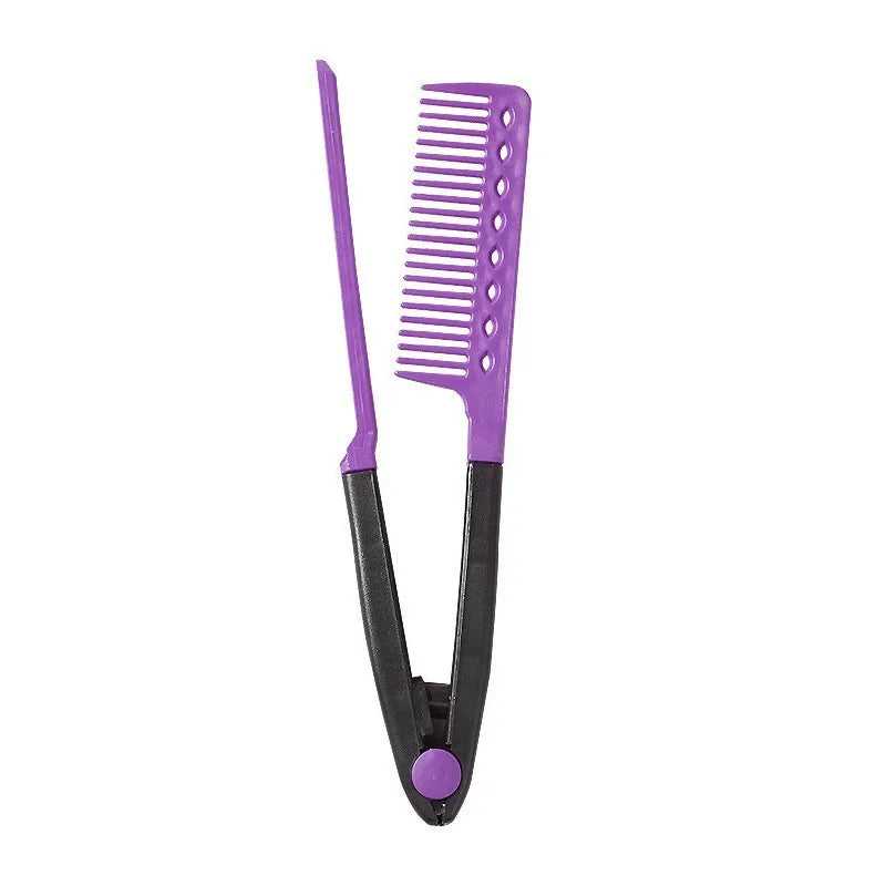 Folding V Type Hair Straightener Brush Multifunctional Styling Comb DIY Straight Curly Hair Hairdressing Accessory