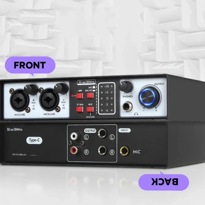 Professional sound card recording 2 Channels mini audio interfaces podcast USB for Musical Instruments Live streaming singing