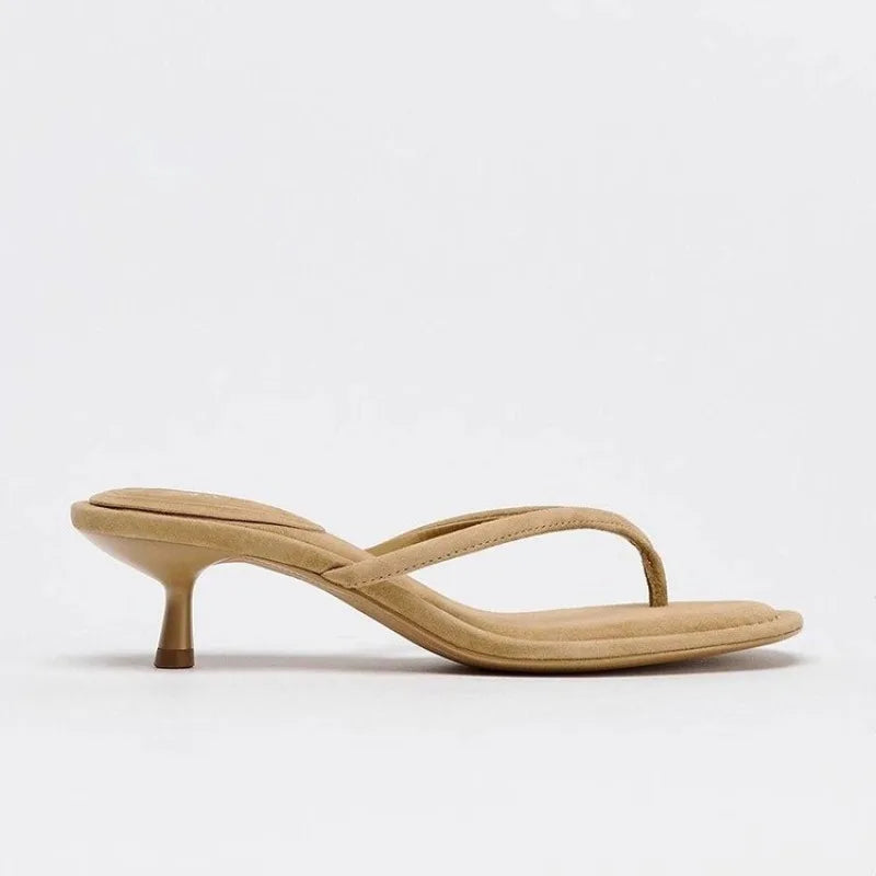 Summer Designer Fashion Thin Heels Slippers Women Clip Toe Casual Sandals Flip Flops Shoes Zapatos De Mujer
