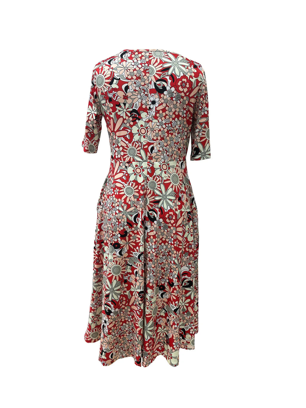 Summer Fashion Vintage Floral Print Boho Party Dresses For Women 2025 Elegant V-Neck Half Sleeve Pockets Beach Long Dress Robe
