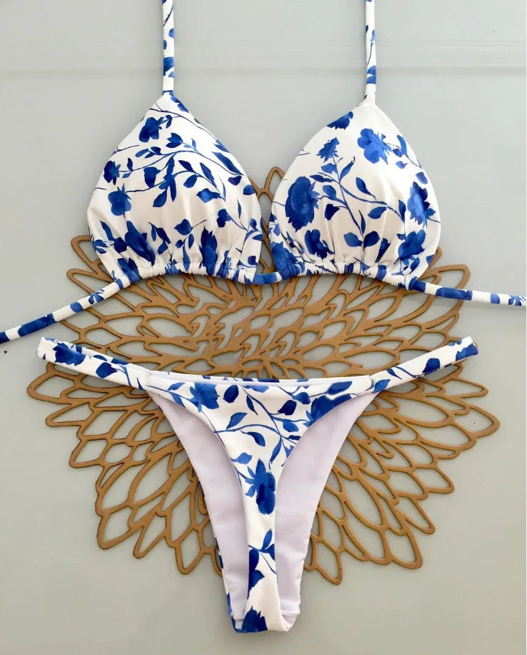 Brazilian Bikini Set Sexy Push Up Swimsuit Two Piece Triangle Tie Side Bottoms Beach Swimming Wear Bathing Suit Women