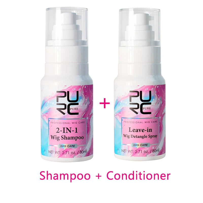 PURC Wig Shampoo And Conditioner Kit Coconut Oil Smoothing Shiny Hair Care Products for Wigs Women