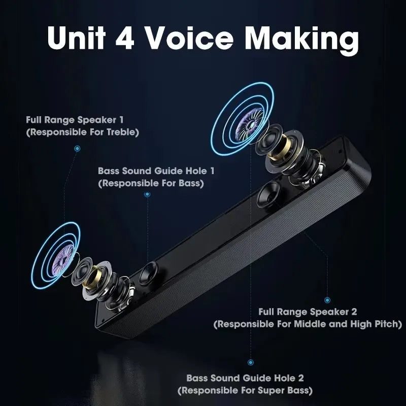 Music Soundbar Computer Caixa De Som Wired and Wireless Bluetooth Speaker Portable Sound Box Bar for PC TV Laptop Desktop Bocina