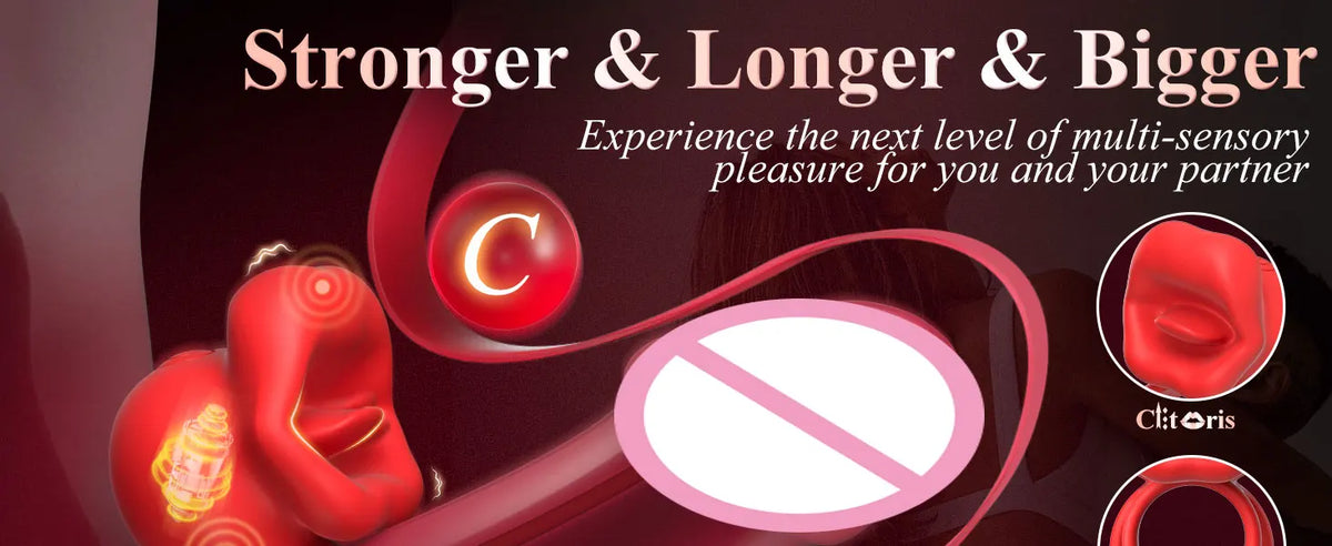 Vibrating Penis Ring with Tongue Licking Clitoral Stimulator Delay Ejaculation Cockring Penisring Sex Toys for Men Adults 18