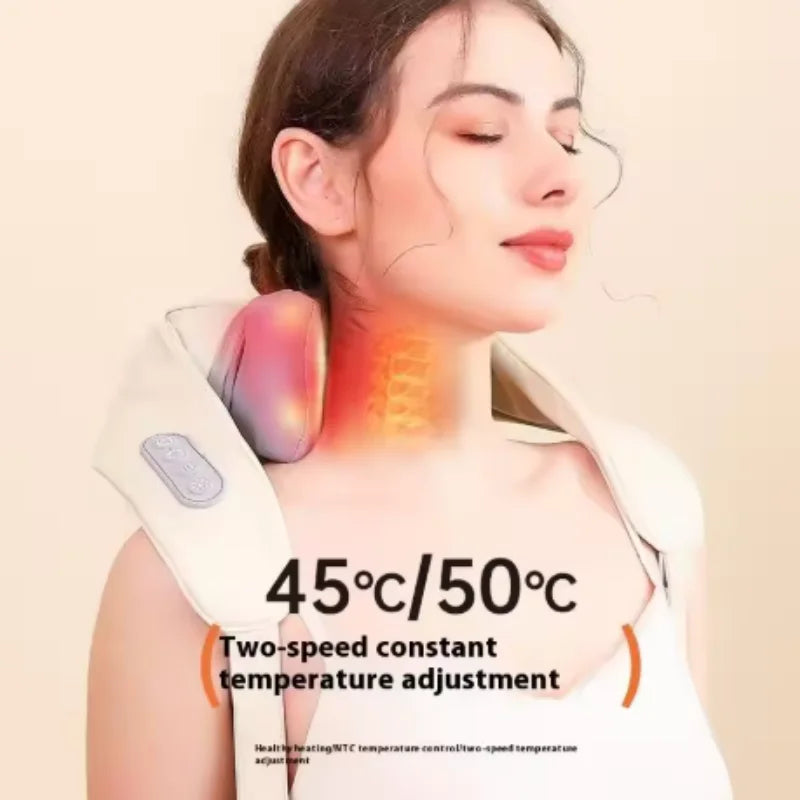 Neck Massager Cordless Shiatsu Shoulder Back Massager with Soothing Heat Electric Deep Tissue for Neck Waist Traps Back