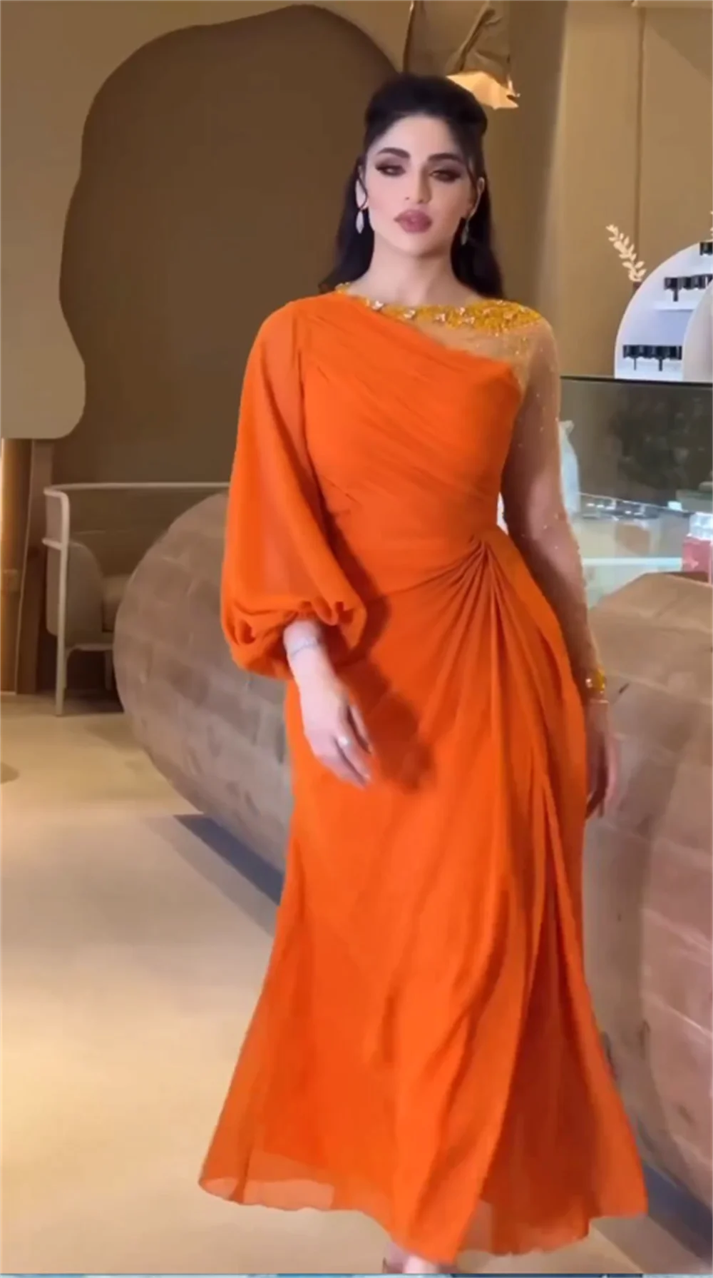 Customized  Intricate Fashion Jewel A-line Beading Chiffon Formal Occasion Gown Vestido Invitada Boda 2023  Azul Rey