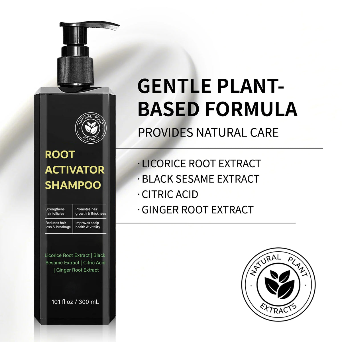 Hair Root Activator Shampoo 300ml Nourish Hair Roots Strengthen Hair Follicles Promote Growth Reduce Loss for Smooth Thick Hair