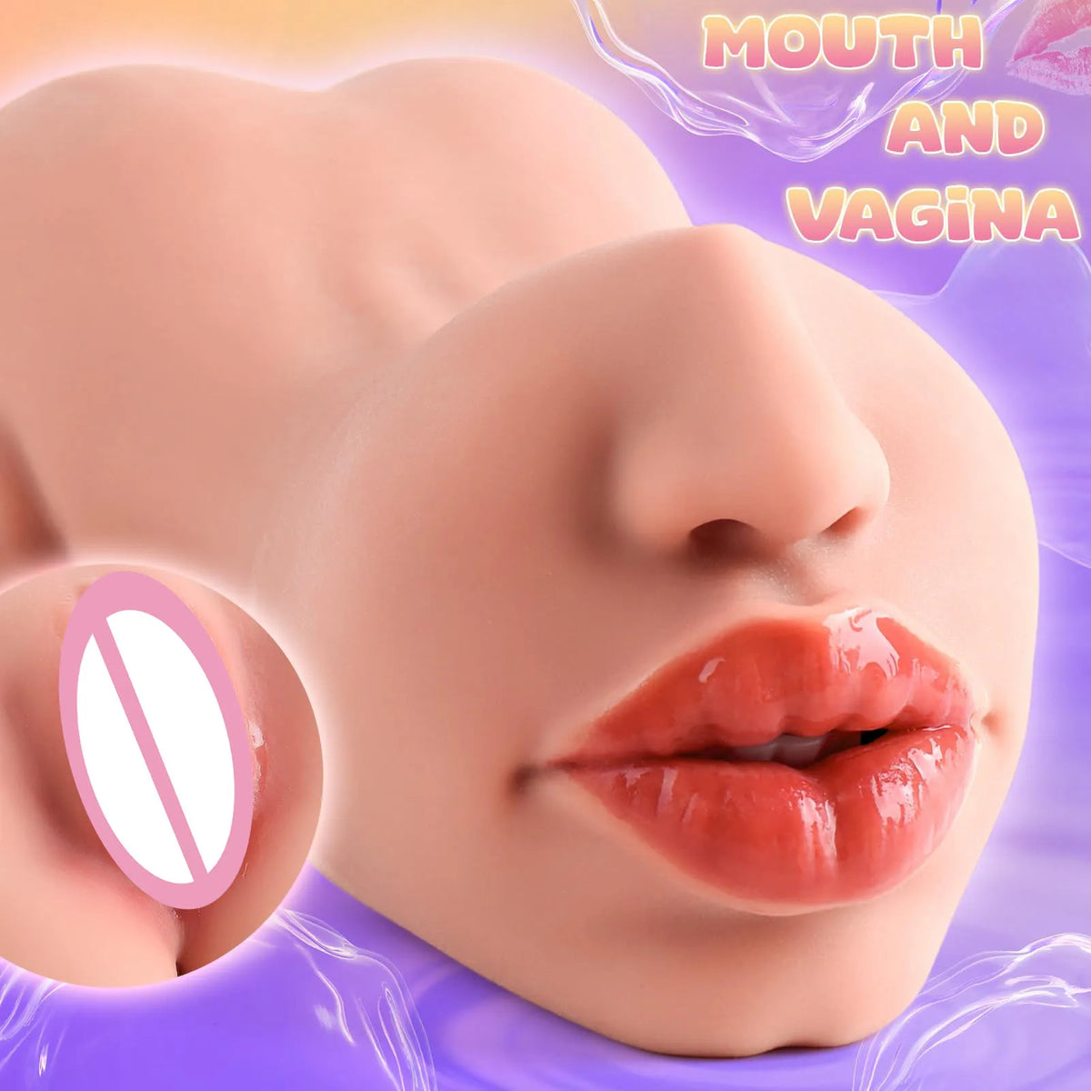 Male adult masturbator sex toy, two in one sex toy, realistic oral sex male oral texture and 3D vaginal channel, compact mini po