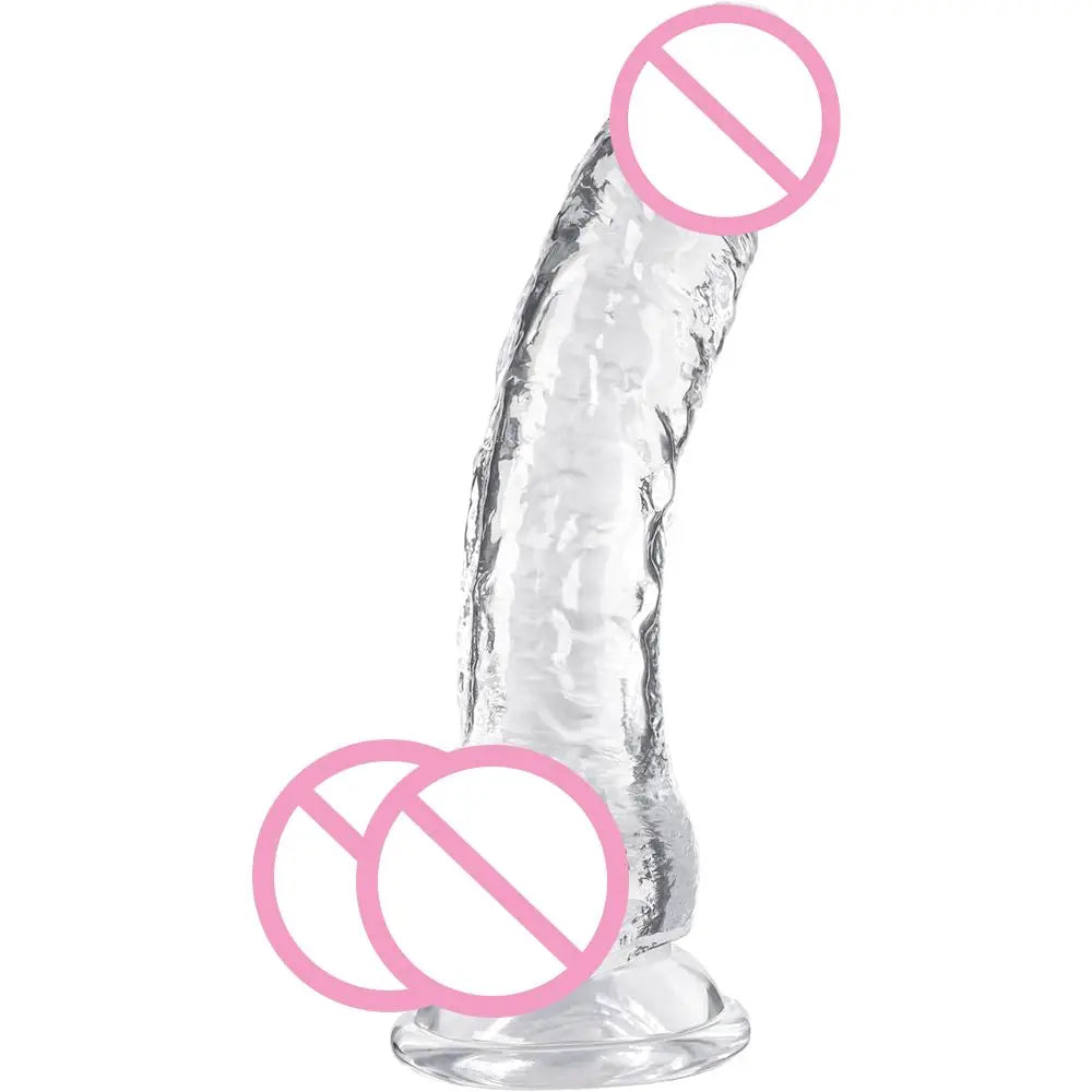Adult Sex Toy Realistic Soft Dildo for Women Beginner Transparent Penis with Strong Suction Cup Hands-Free Play Masturbator Tool