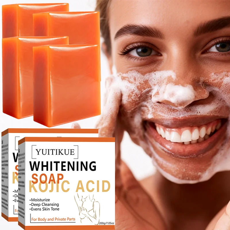 200g Kojic Acid Soap Whitening Soap Deep Cleansing Moisturizing Evens Skin Tone Face Body Intimate Areas Cleansing Bar Soap