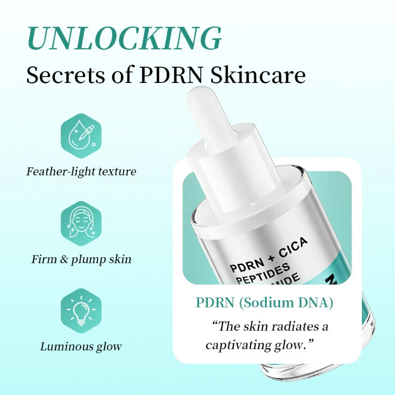 Korean Salmon PDRN Essence, Copper Peptide Centella Moisturizing Repair Hydrating Glow Lightweight Face Serum Daily Skincare