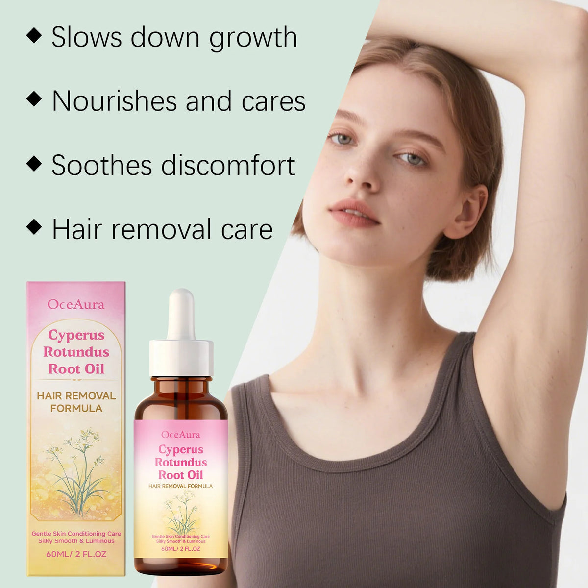 Cyperus Rotundus Root Hair Removal Oil Relieve Redness Smoothing Soothing Moisturizing Hair Growth Inhibitor Body Depilatory Oil