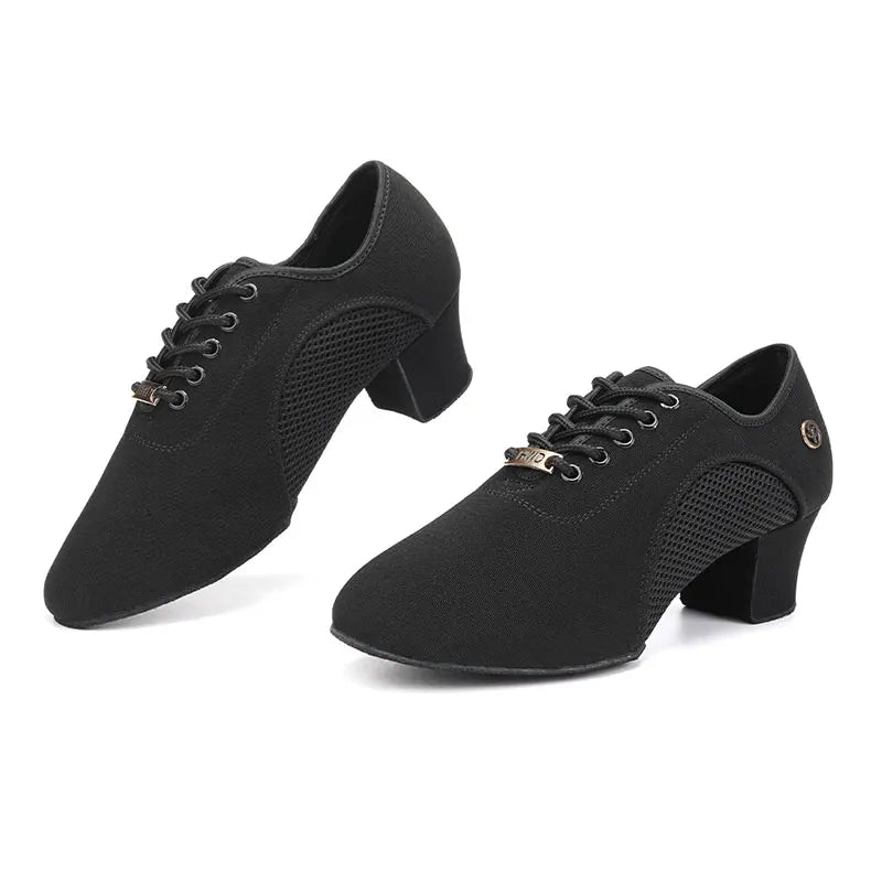 Women Dance Shoes Black Modern Ballroom Salsa Dancing Shoes Boys Latin Jazz Training Shoes Adults Tango Dance Sneakers Men